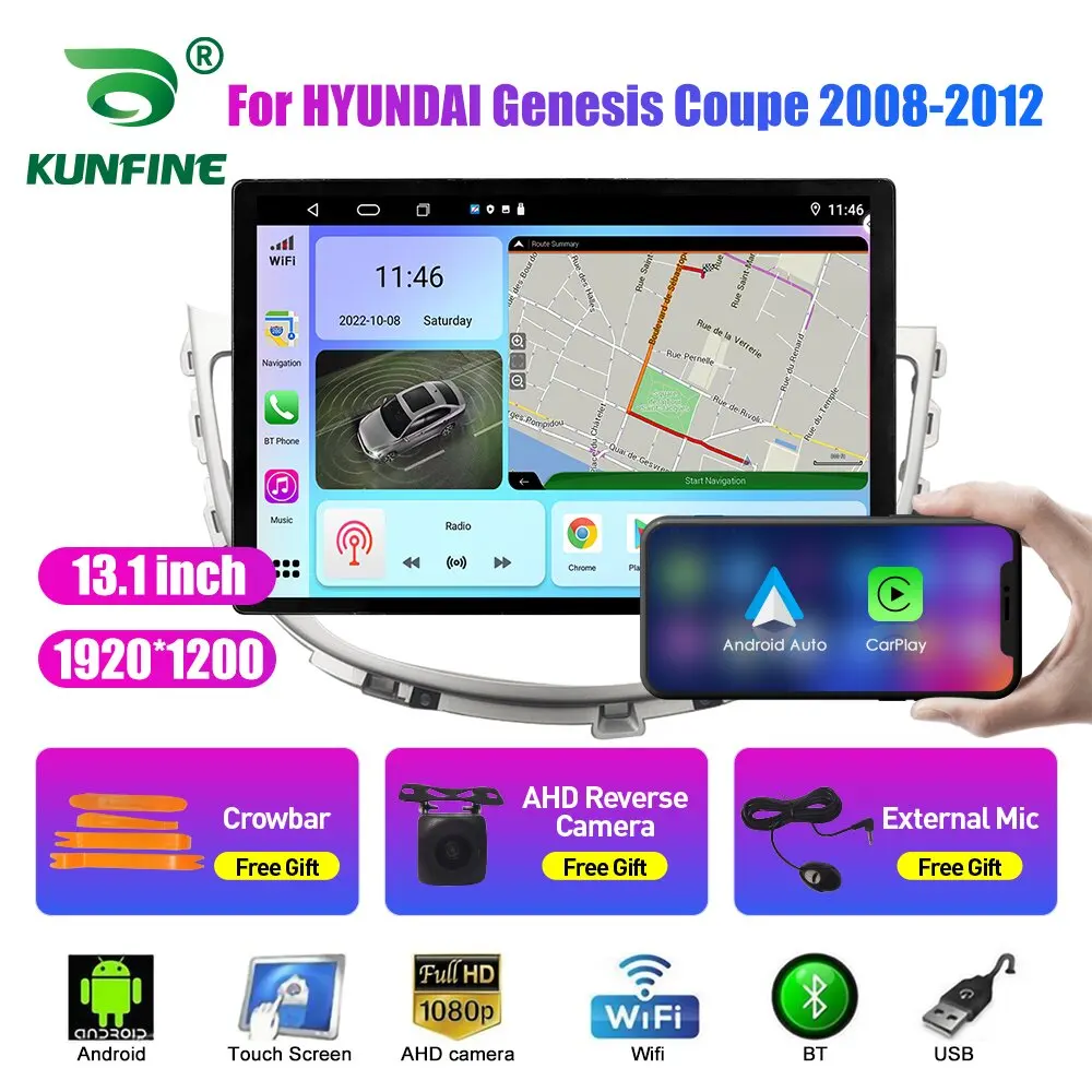 13.1 colių Automobilio Radijo HYUNDAI Genesis Coupe 08-12 Car DVD GPS Navigacijos Stereo Carplay 2 Din Centrinio Multimedia 