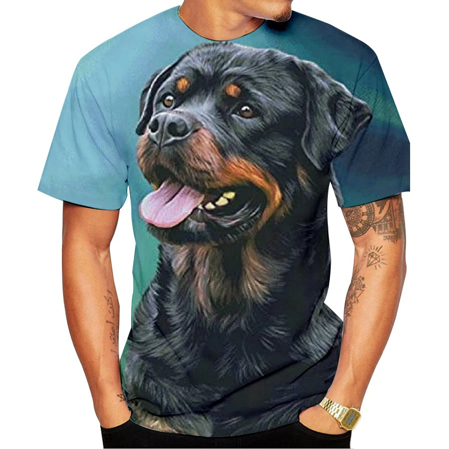 2023 Naujausias Mados Asmenybės Dizainas Mielas šunelis Rottweiler 3D Atspausdintas T-Shirt Juokinga Stilingas Vyrų ir Moterų