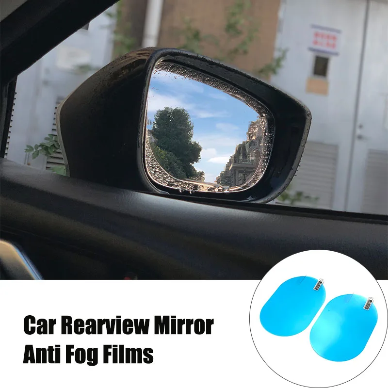 2vnt Automobilio galinio vaizdo veidrodis atsparus vandeniui anti-rūko filmas 