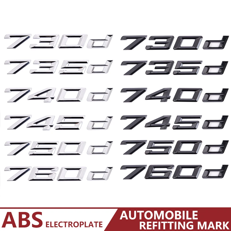 3D ABS Black Silver Raidžių 730 d 735d 740d 745d 750d 760d Emblema serijinei Automobilio Sparnas šildomos Galinės Logotipo Lipdukas
