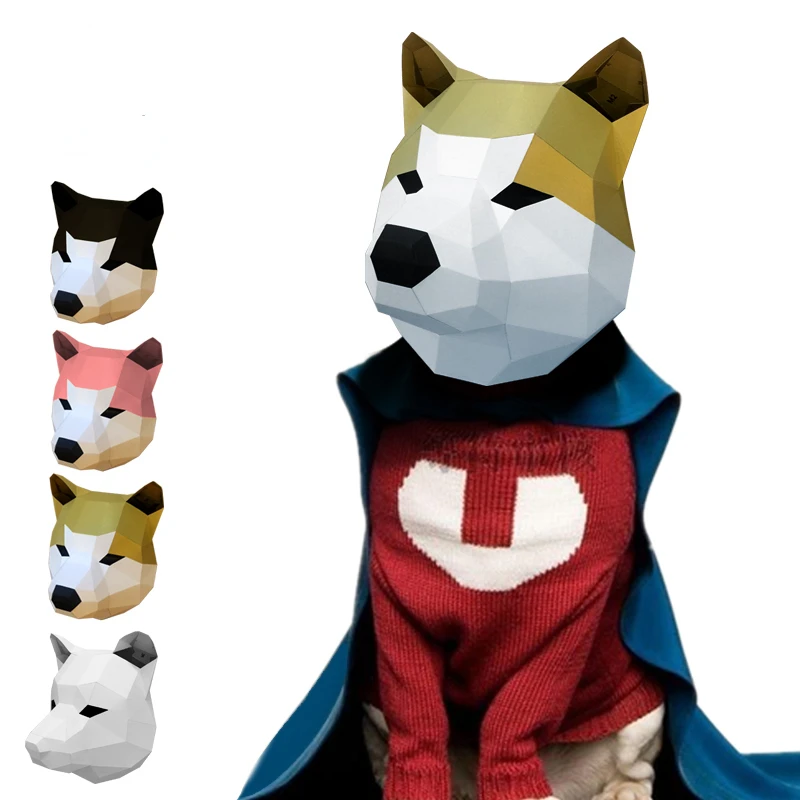 3D Popieriaus Pelėsių Šuns Galva, Kauke, galvos Apdangalai Modelį, Helovyno Cosplay Rekvizitai Moterų, Vyrų Grupė Dress Up 