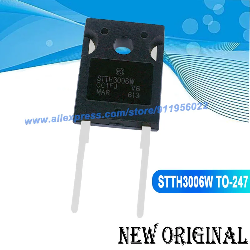 (5 Vnt.) STTH3006W TO-247 600V 30A / STTH30R06W 600V 30A / STTH6006W 600V 60A / STTH2006W 20A 600V TO-247 TO-247-2