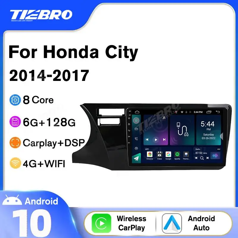 8 Core Android 10 Automobilio Radijo Multimedia Vaizdo Grotuvas Honda Miestas 2014-2017 Autoradio GPS Navigacijos Carplay DSP NR. 2 Din DVD