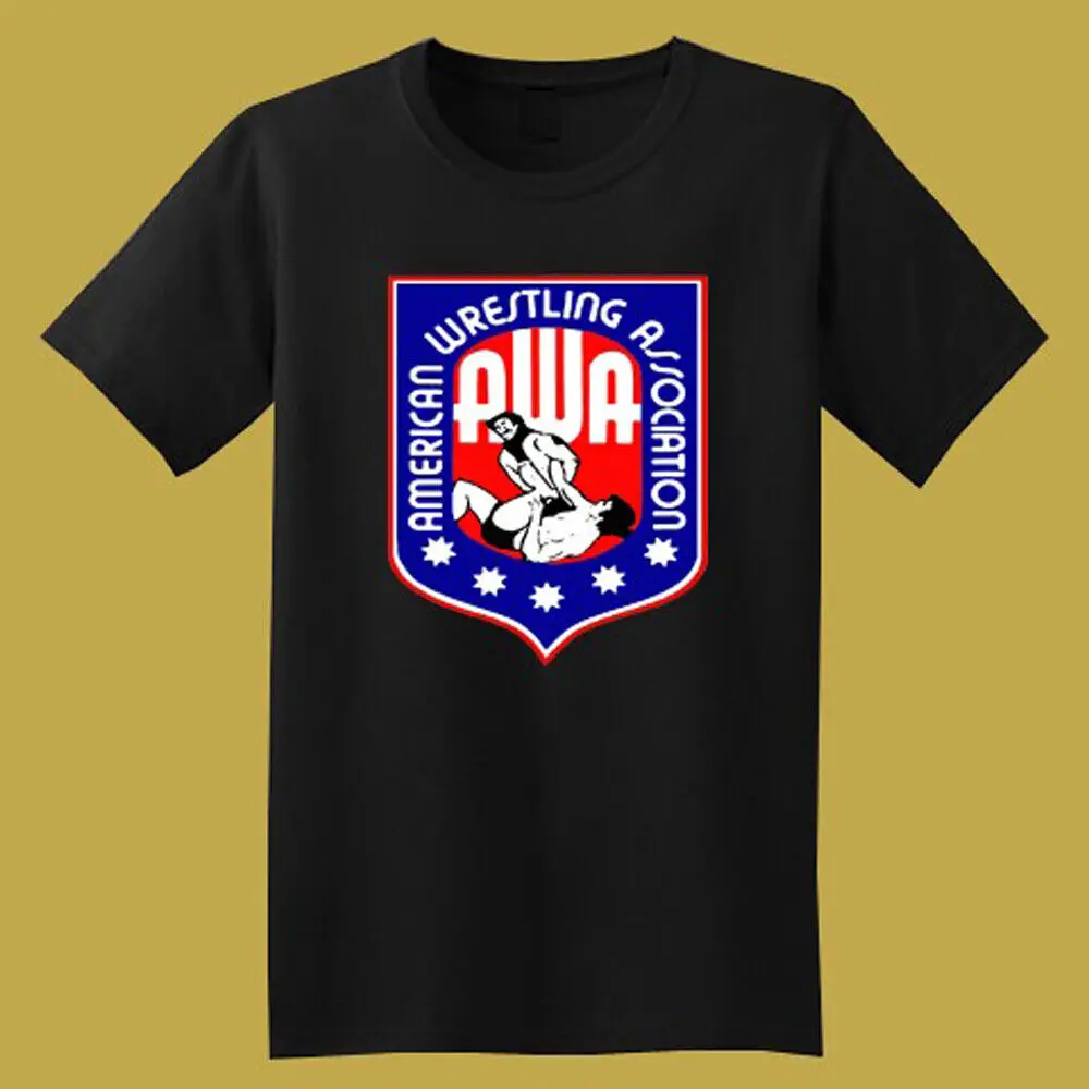 Amerikos Imtynių Asociacijos AWA Logotipą, vyriški Juodi Marškinėliai, Dydis S-5XL