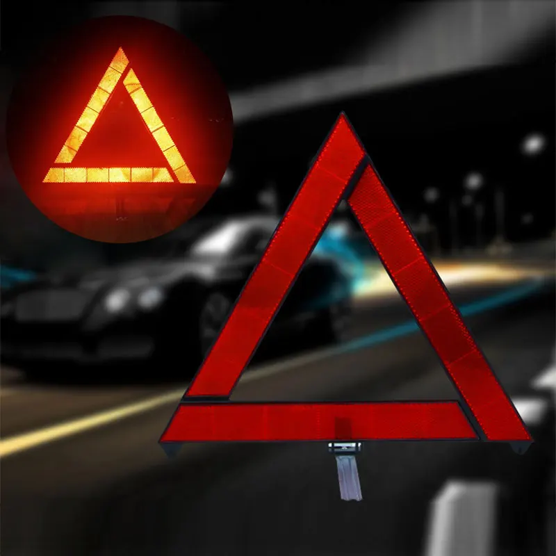 Automobilių avarinio gedimo įspėjimo trikampis raudoną šviesą atspindinčios saugos pavojus, automobilių trikojo lankstymo stop ženklas reflektorius