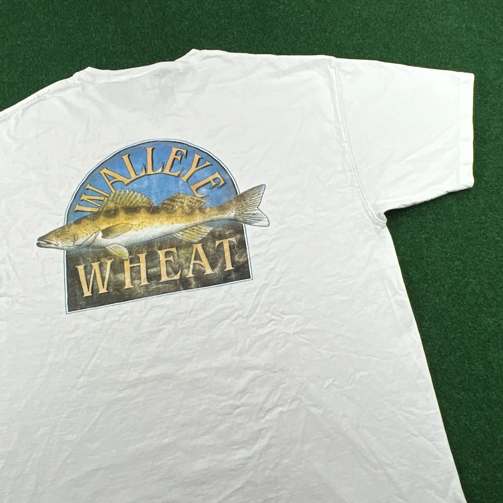 Derliaus Walleye Shirt Mens XL White Kviečių Dugną, alaus Darykla Čikagos Žvejybos ilgomis rankovėmis