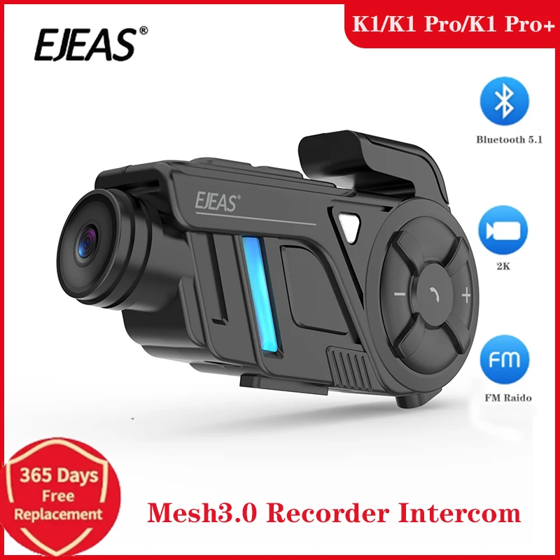 EJEAS K1/K1 Pro Motociklo Šalmas Diktofonas Domofonas laisvų Rankų įranga 2K Mesh3.0 Interphone 