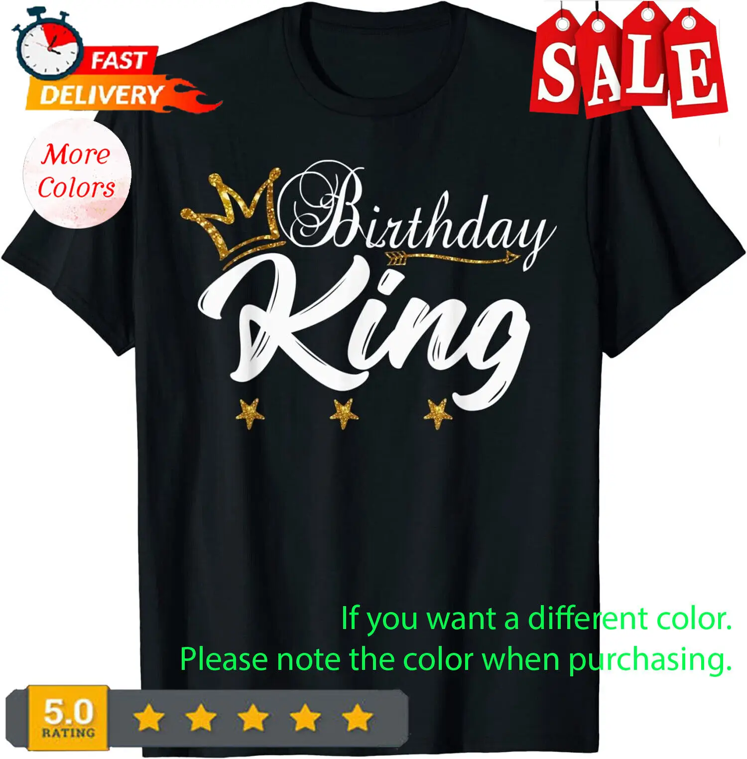 Gimtadienis Karalius Aukso Karūna Marškinėliai Berniukams Ir Vyrų T-Shirt