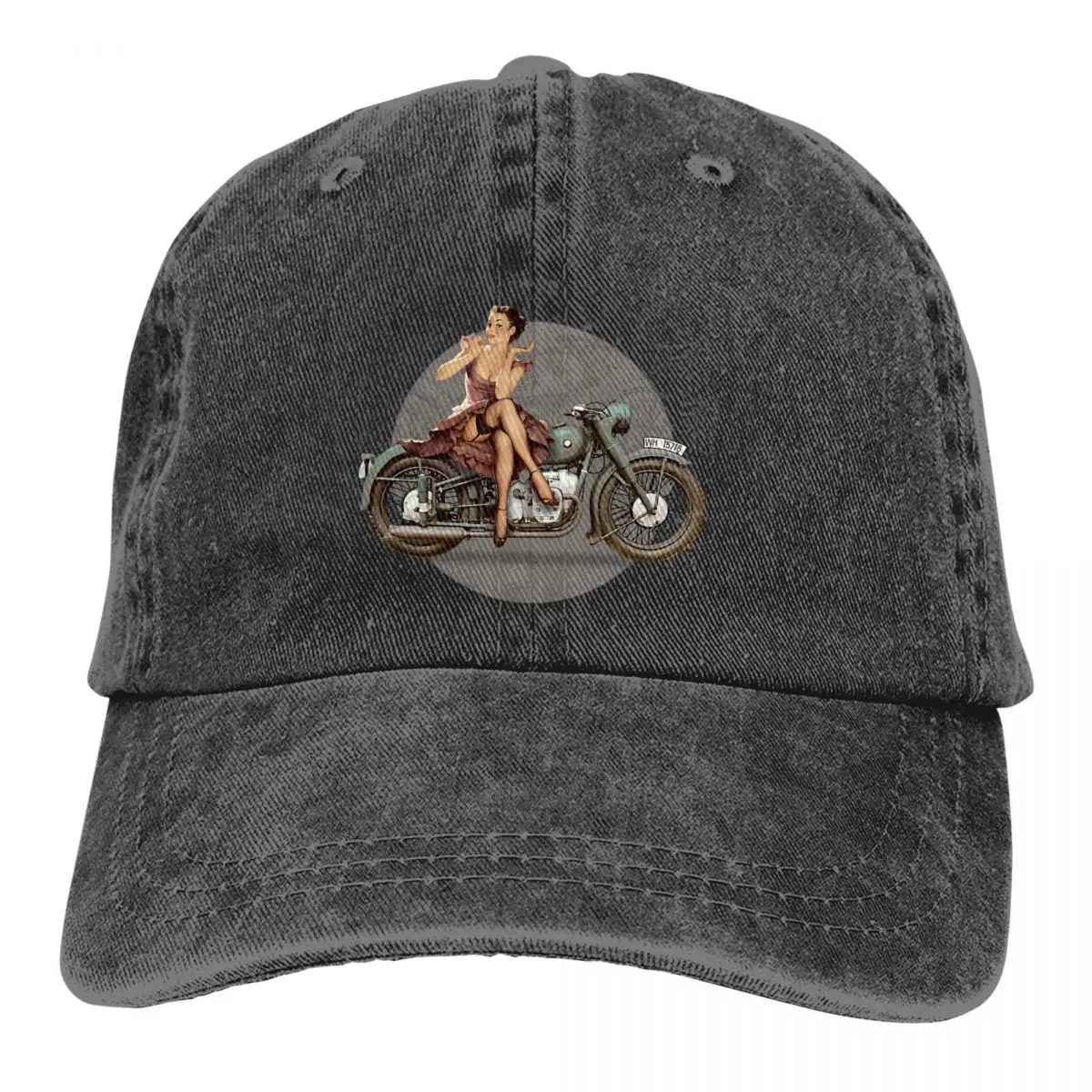 Gryna Spalva Tėtis Skrybėlės Motociklo Moterų Skrybėlę, Skydelis nuo Saulės kepuraičių Pin Up Girl Meno Kultūros Kepurė su Snapeliu