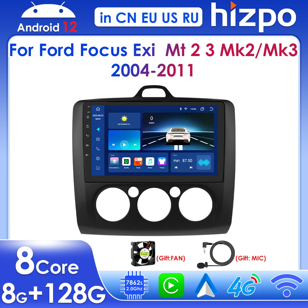 Hizpo Android 12 Carplay už Ford Focus 2 3 Mk2 Mk3 2004-2011 GPS Navigacijos 2din Automobilio Radijo Multimedia Player AudioStereo NE GALI