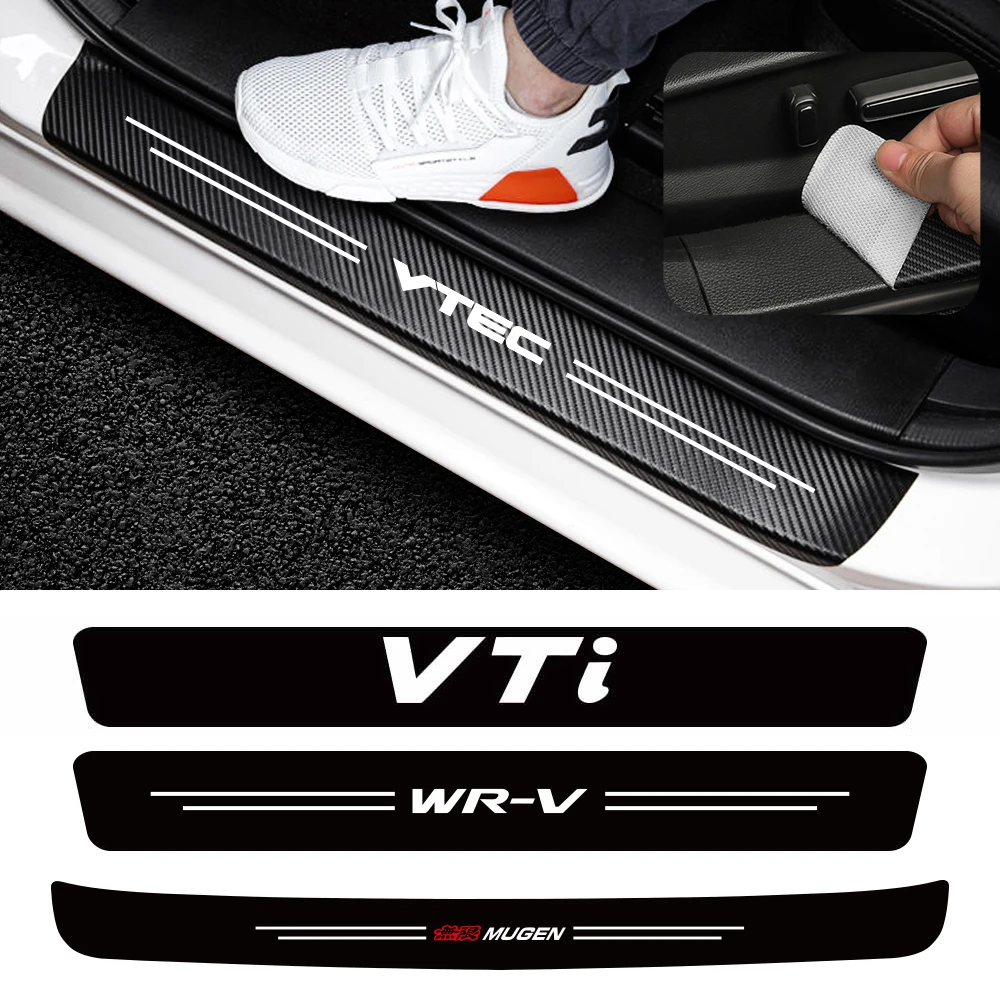 Honda Vtec VTI WR-V Mugen Automobilių Durų Slenksčio Galinio bagažo skyriaus Slenksčio Atsparus Anglies Pluoštas, Lipdukai, Auto Išoriniai Priedai