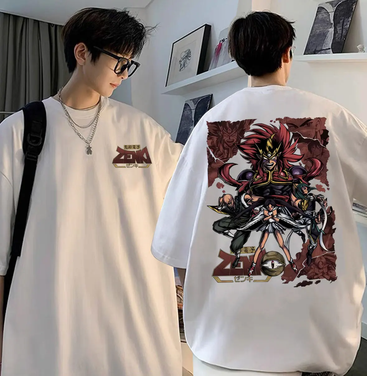 Japonų Anime Kishin Douji ZENKI Grafinis T-shirt Vyrai 90s Manga Derliaus Atsitiktinis Marškinėlius Vyrų Mados Negabaritinių Trumpas Rankovės Tees