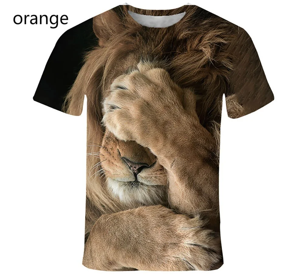 Mados 3D marškinėliai trumpomis Rankovėmis, iki 2023 m. Vasaros Spausdinti Liūtas marškinėliai Street Style 3D T-shirt Vyrams/moterims
