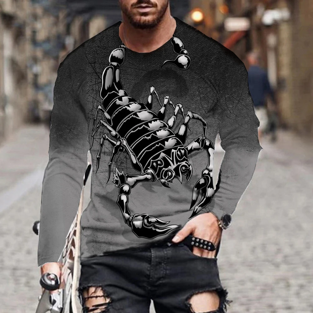 Mados Scorpion 3D Print T-Marškinėliai Vyrams, Moteris Long Rankovėmis Marškinėliai Streetwear Negabaritinių Harajuku Puloveriai Vaikai Tees Viršuje Drabužiai