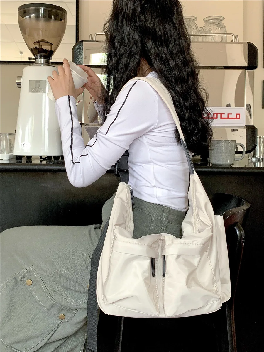 Moteris Multi-pocket nailono koldūnų maišelį didelės talpos platus dirželis per petį crossbody maišelį atsitiktinis high-end prasme krepšys Vyrai