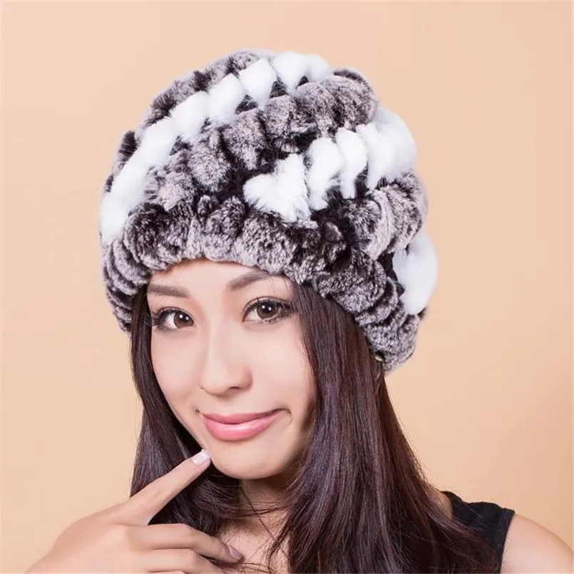Moteriški Kailiniai Skrybėlės rusijos Megzti Dangtelis Moterų Žiemos Real Rex Triušio Kailiu Slidinėjimo Kepurės Apsaugos Ausies H36