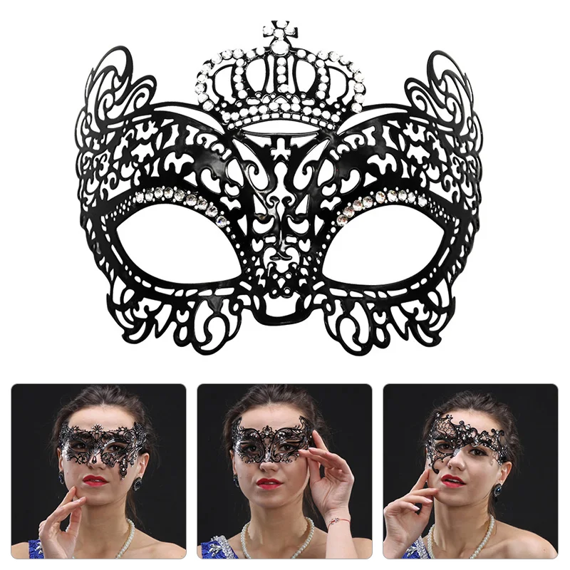 Moterų Sexy Tuščiaviduriai Iš Kaukė Su Metalo Deimantai Akių Helovinas Šalis Kaukė Cosplay Masque Venecijos Kostiumai Karnavaliniai Pusę Veido Kaukė