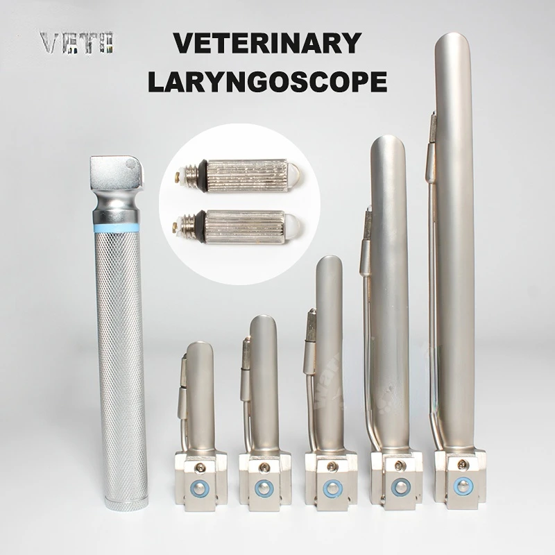 Nerūdijančio Plieno Nejautrą Laryngoscope Gyvūnų, Šunų Kačių LED Lempos Laryngoscope su 5 Peiliukai Veterinarijos Įranga