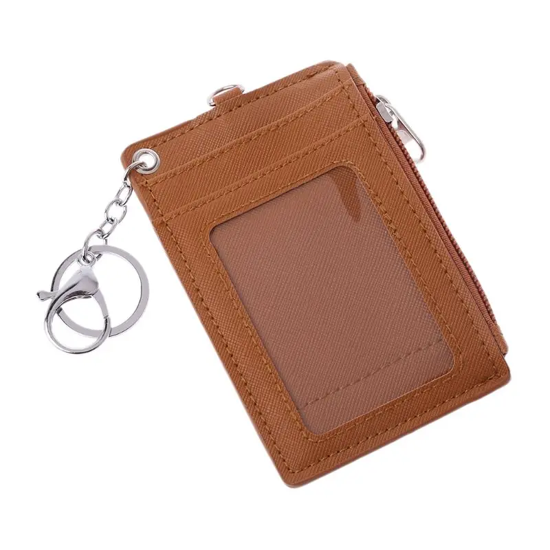 Nešiojamų Oda Verslo ID Kortelės Kredito Ženklelis Turėtojas Monetų Piniginės Keychain 517D