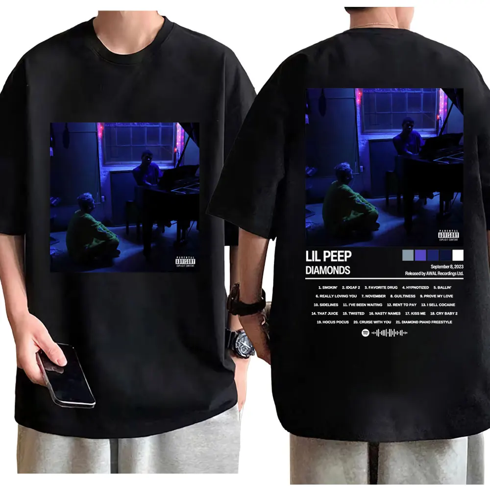 Reperis Lil Peep Albumo Grafikos T Marškinėliai Vyrams Moterims Aukštos Kokybės Grynos Medvilnės marškinėlius Vasaros Mados Derliaus Trumpas Rankovės marškinėliai