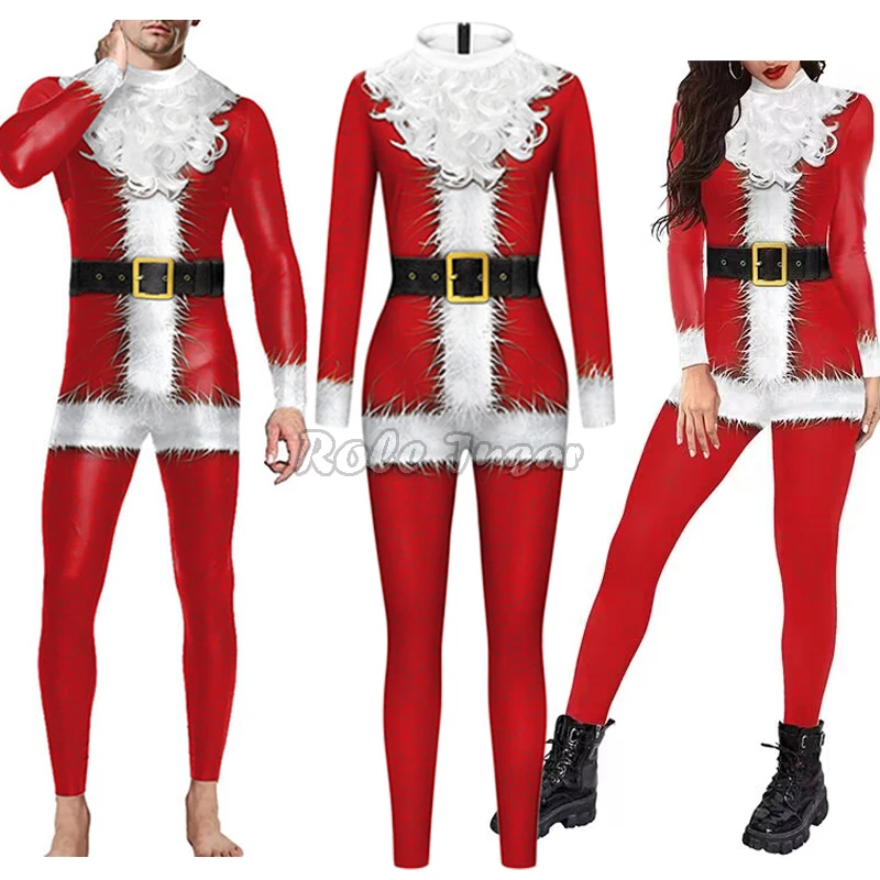 S-XL ilgomis Rankovėmis Kalėdų Jumpsuit Vyrai, Moterys, Atostogų Šalis Santa Claus 3D Skaitmeninis Spausdinimas Bodysuit Cosplay