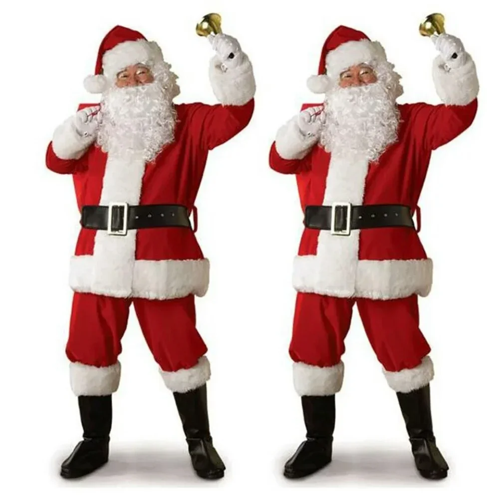 Santa Claus Cosplay Kostiumų Kalėdų, Naujų Metų, Vyrų Kostiumai Raudona Deluxe Classic Suaugusiųjų Kalėdos Nustatyti Karnavalas Šalies RolePlay Kostiumai