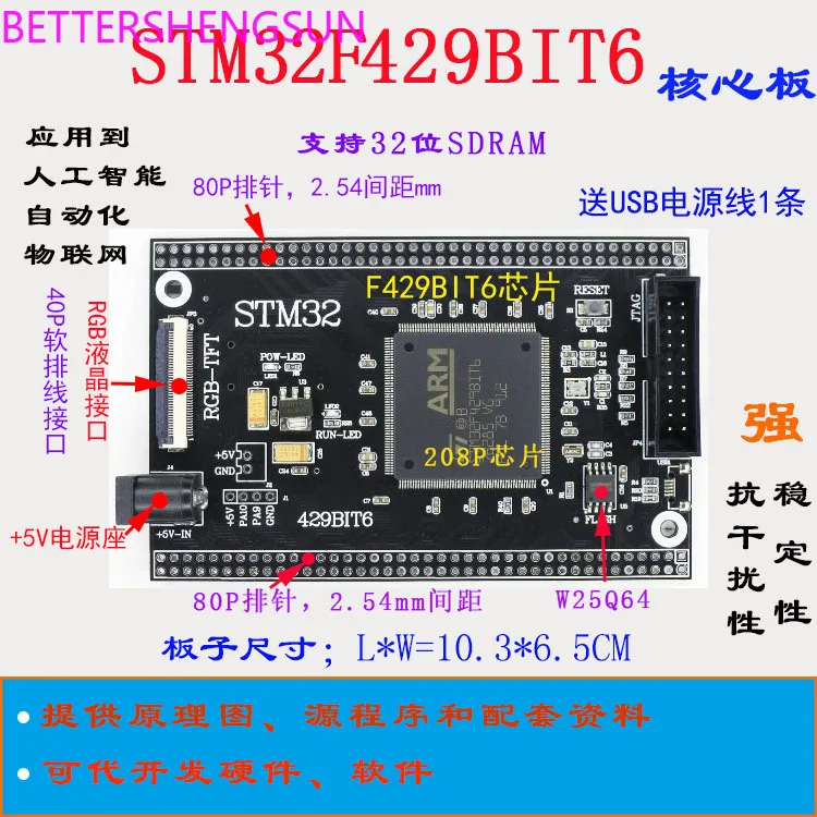 STM32F429 core valdybos STM32F429 plėtros taryba STM32 minimalūs sistemos STM32F429BIT6