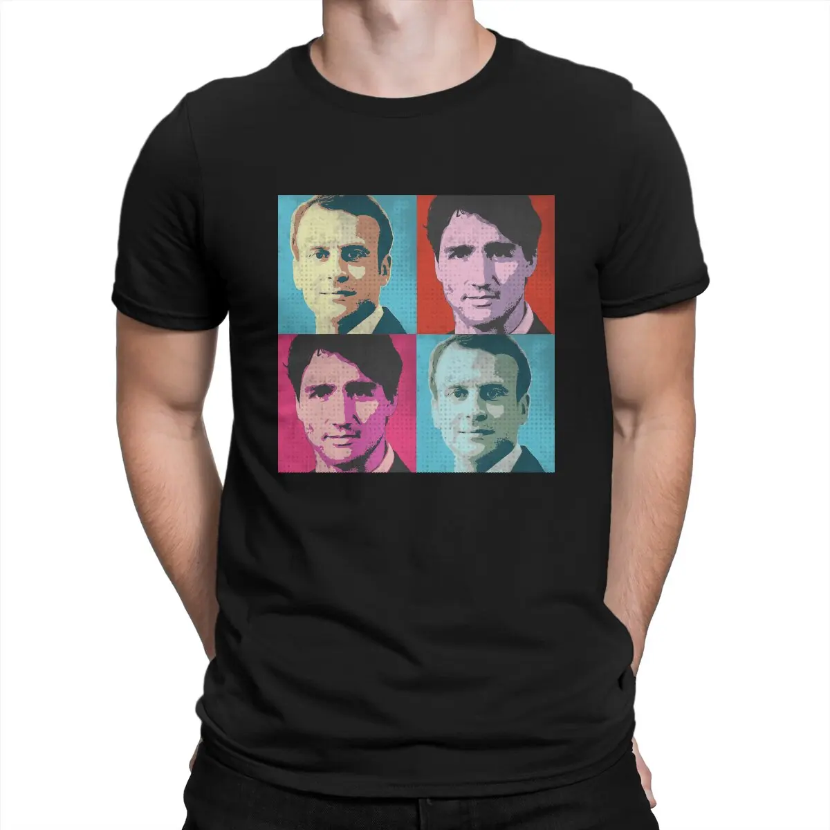Trudeau ir Macron Pop Art Vyrų Marškinėlius Macron Aštuntą Pirmininkas Crewneck Viršūnes, 100% Medvilnės Marškinėliai Humoro Aukštos Kokybės Gimtadienis