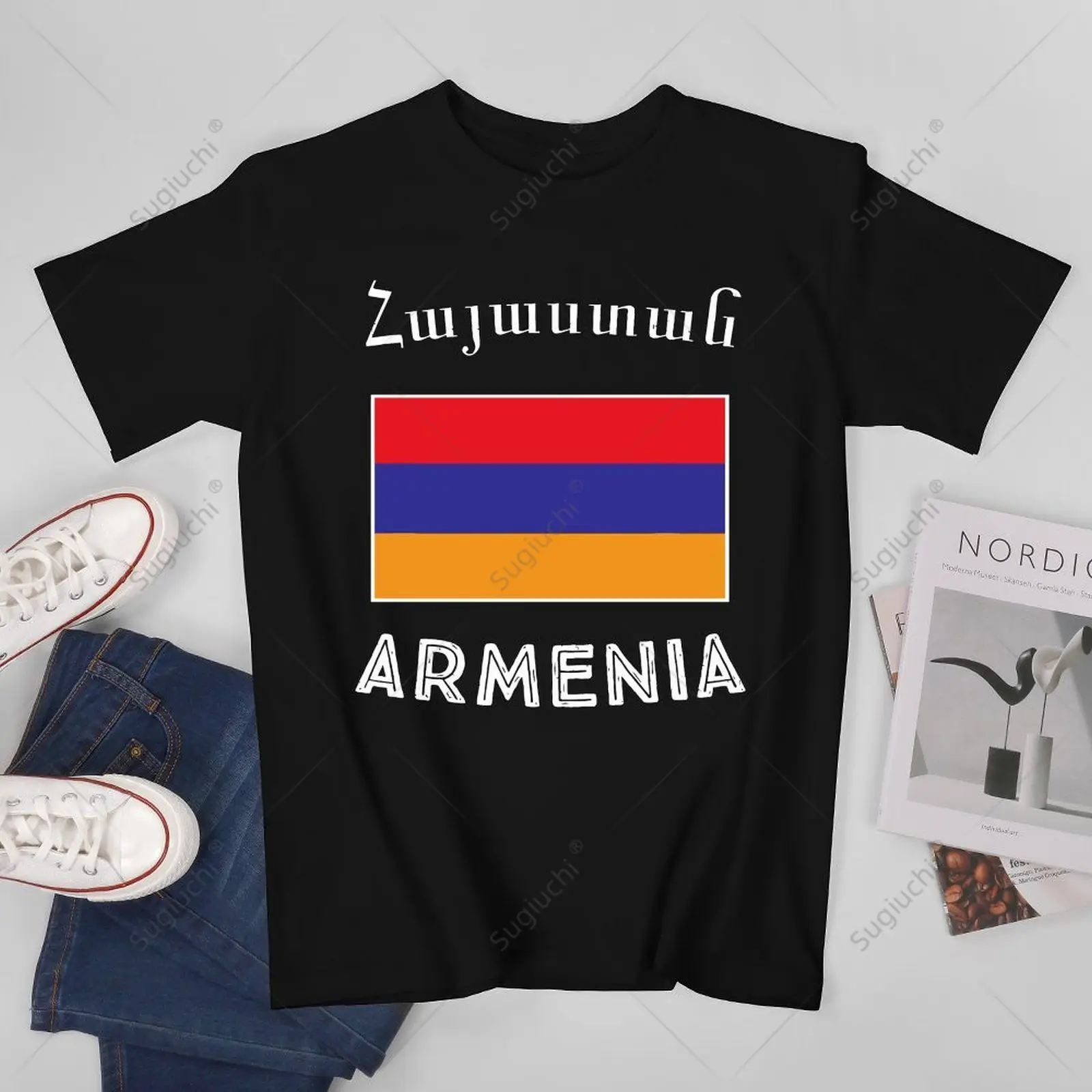 Unisex Vyrų Armėnijos Vėliava, Armėnų Abėcėlės Raidės Marškinėlius Tees T Shirts, Moterų, Berniukų, 100% Medvilnės Marškinėliai