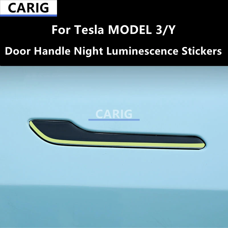 Už Tesla MODEL 3/Y Durų Rankena Naktį Liuminescencija Lipdukai,Už šviesą Atspindinčios Anti-scratch Dekoratyviniai Aksesuarai